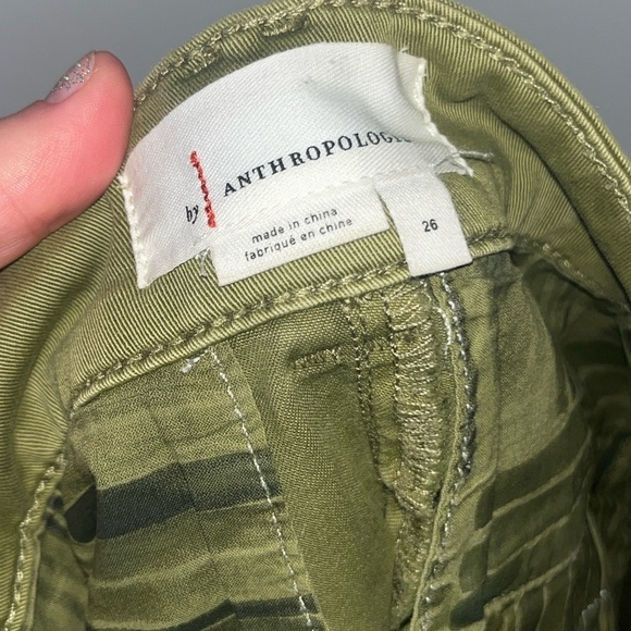 ANTHROPOLOGIE Green Mid-Rise Chino Shorts Size 26 - Picture 7 of 11